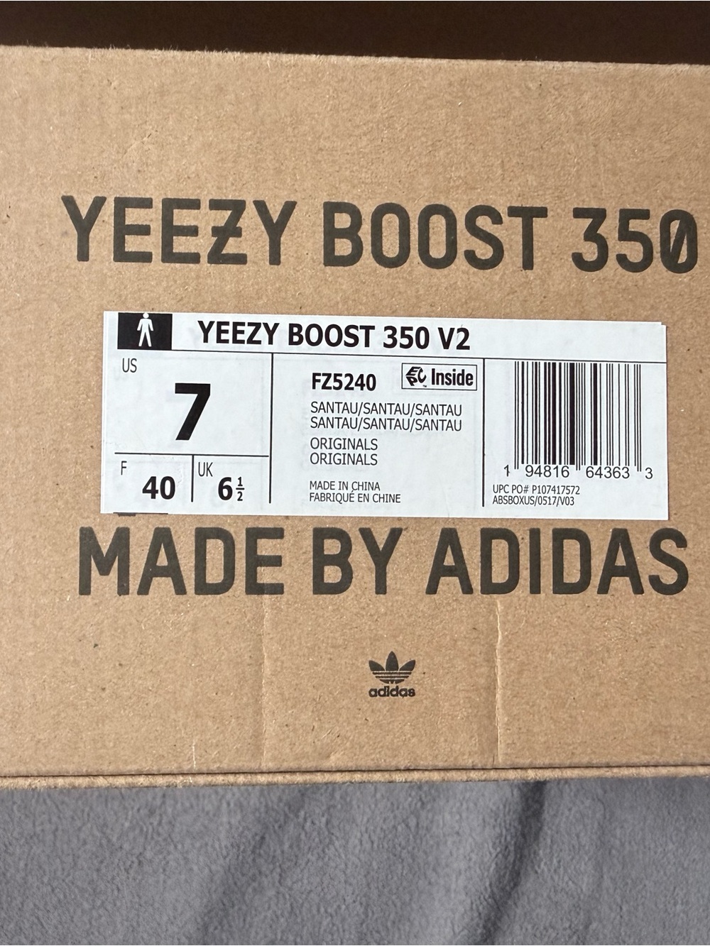 adidas Yeezy Boost 350 V2 Brown Cardboard Box